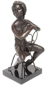 CHARLES UMLAUF (1911-1994) BRONZE SCULPTURE, WOMAN SEATED ON CHAIR