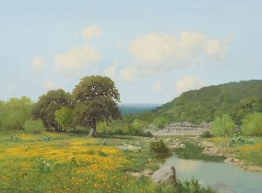 PORFIRIO SALINAS (1910-1973), TEXAS HILL COUNTRY LANDSCAPE, 30" X 40"