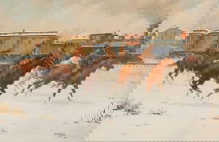 BARBARA RUTH GARVIN (1936-2006) WESTERN PAINTING, 24" X 36"