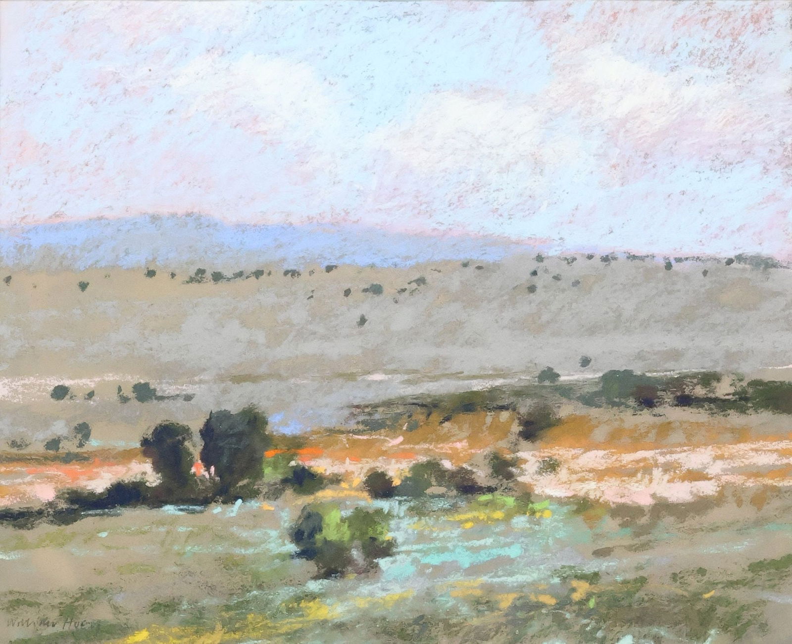 WILLIAM HOEY (1930-1994) PASTEL SOUTHWEST TEXAS LANDSCAPE (1 of 4)