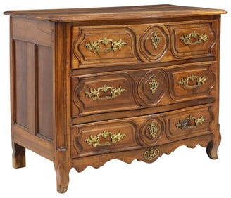 FRENCH PROVINCIAL LOUIS XV STYLE FRUITWOOD COMMODE, 18TH C.
