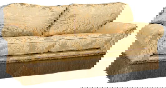 KRAVET 'SERENADE' CUSTOM SILK DAMASK UPHOLSTERED SOFA