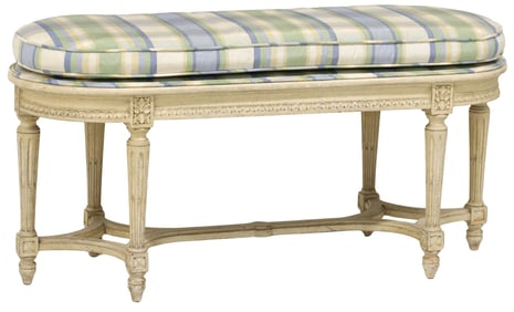 FRENCH LOUIS XVI STYLE CREAM-PAINTED BENCH