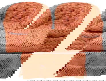 (3) CUSTOM UPHOLSTERED BARREL-BACK CLUB CHAIRS & OTTOMAN