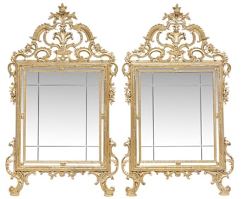 (2) LARGE ITALIAN TWO-TONE GILTWOOD LEADED MIRRORS, 62" X 32.5"