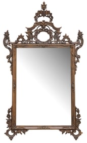 ITALIAN LOUIS XV STYLE CARVED WALNUT WALL MIRROR
