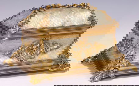 FRENCH GILT-METAL & MOTHER-OF-PEARL JEWELRY CASKET