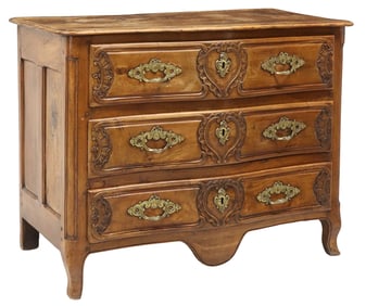 FRENCH PROVINCIAL LOUIS XV STYLE FRUITWOOD COMMODE, 18TH C.