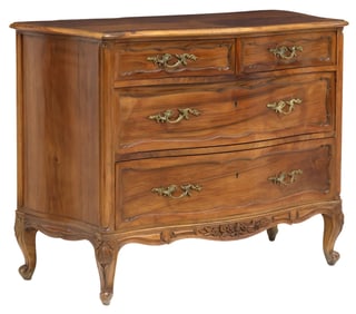 FRENCH LOUIS XV STYLE CARVED SERPENTINE COMMODE