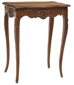 FRENCH PROVINCIAL LOUIS XV STYLE CARVED WALNUT LADY'S WORK TABLE