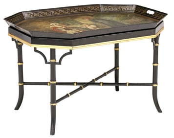 VICTORIAN TOLE-PEINTE TRAY ON STAND
