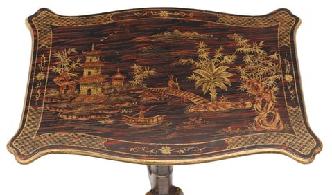 REGENCY STYLE CHINOISERIE LACQUER PEDESTAL TABLE