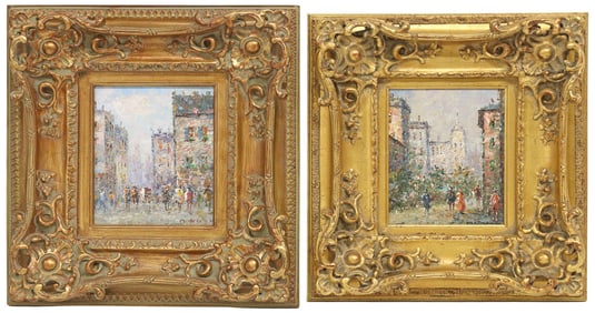 (2) SIGNED MORGAN OIL PAINTINGS, IMPRESSIONIST PARISIAN STREET SCENES