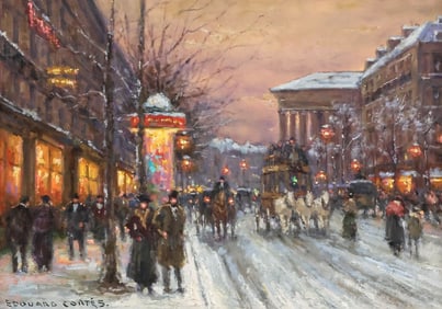 AFTER EDOUARD CORTES (1882-1969) PLACE DE LA MADELEINE, 13" X 18"