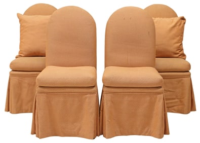 (4) CUSTOM-UPHOLSTERED HIGH-BACK SKIRTED DINING CHAIRS