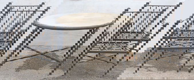 (5) MURRAY'S IRON WORKS (ATTRIB.) 'CONCORD' OUTDOOR PATIO DINING SET