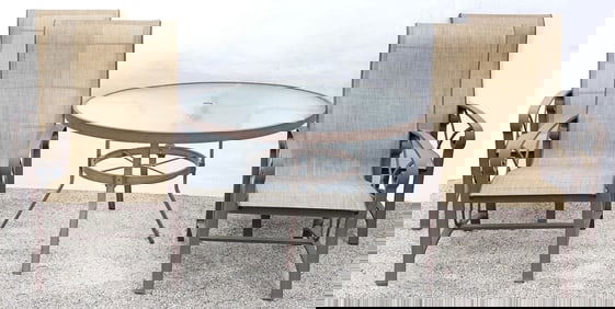 (5) WINSTON (ATTRIB.) 'PALAZZO SLING' & 'AURORA' OUTDOOR PATIO DINING SET