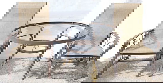 (3) WINSTON (ATTRIB.) 'PALAZZO SLING' & 'AURORA' OUTDOOR PATIO DINING SET