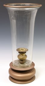 LARGE CHAPMAN (ATTRIB.) BRASS HURRICANE CANDLESTICK LAMP