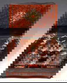 FRENCH NAPOLEON III SHELL-INLAID BURLWOOD CAVE A LIQUEUR