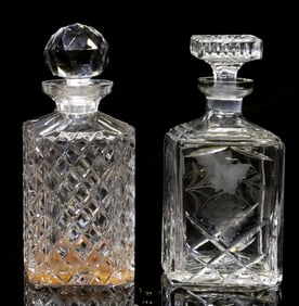 (2) CUT-CRYSTAL DECANTERS, 1 CESKA (ATTRIB.) 'CANTERBURY'