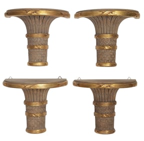 (4) PARCEL GILT BASKET FORM WALL BRACKETS