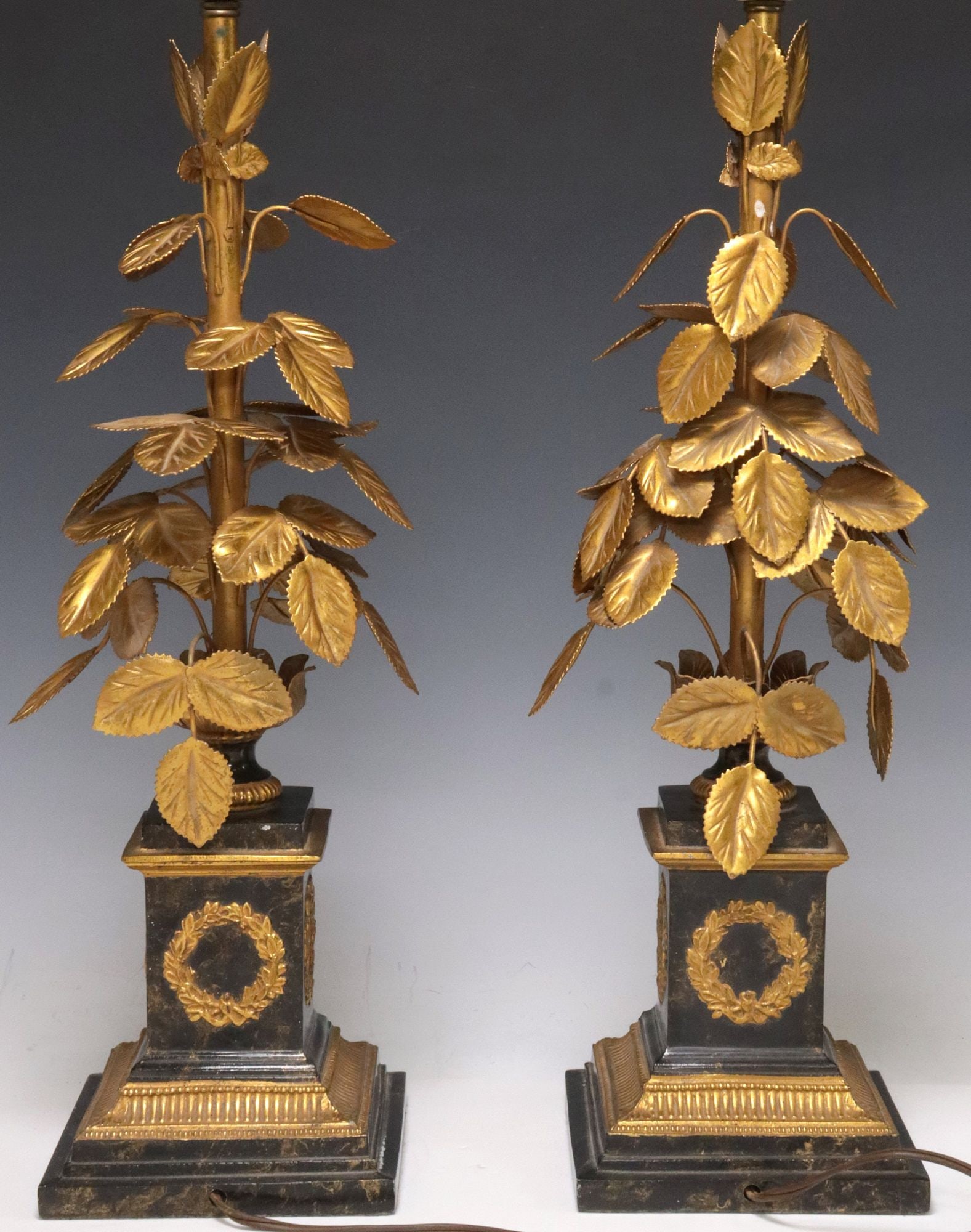 (2) EMPIRE STYLE GILT IRON & MARBLEIZED TABLE LAMPS (1 of 5)