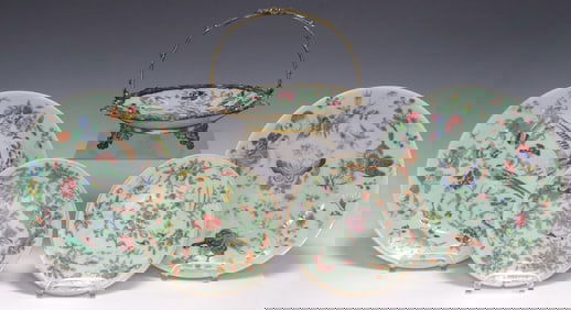 (5) CHINESE EXPORT ENAMELED CELADON PORCELAIN TABLE ARTICLES