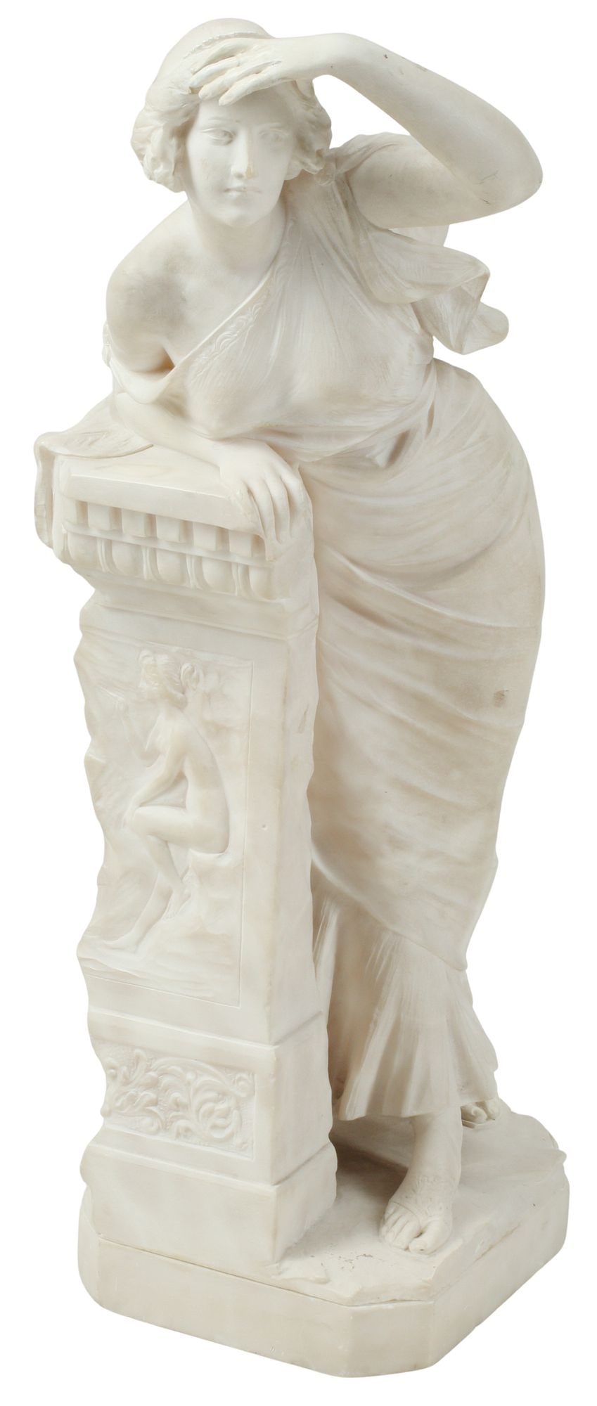 GUISEPPE GAMBOGI (1862-1938) ART DECO ALABASTER SCULPTURE, 'L'ATTESA' (1 of 7)