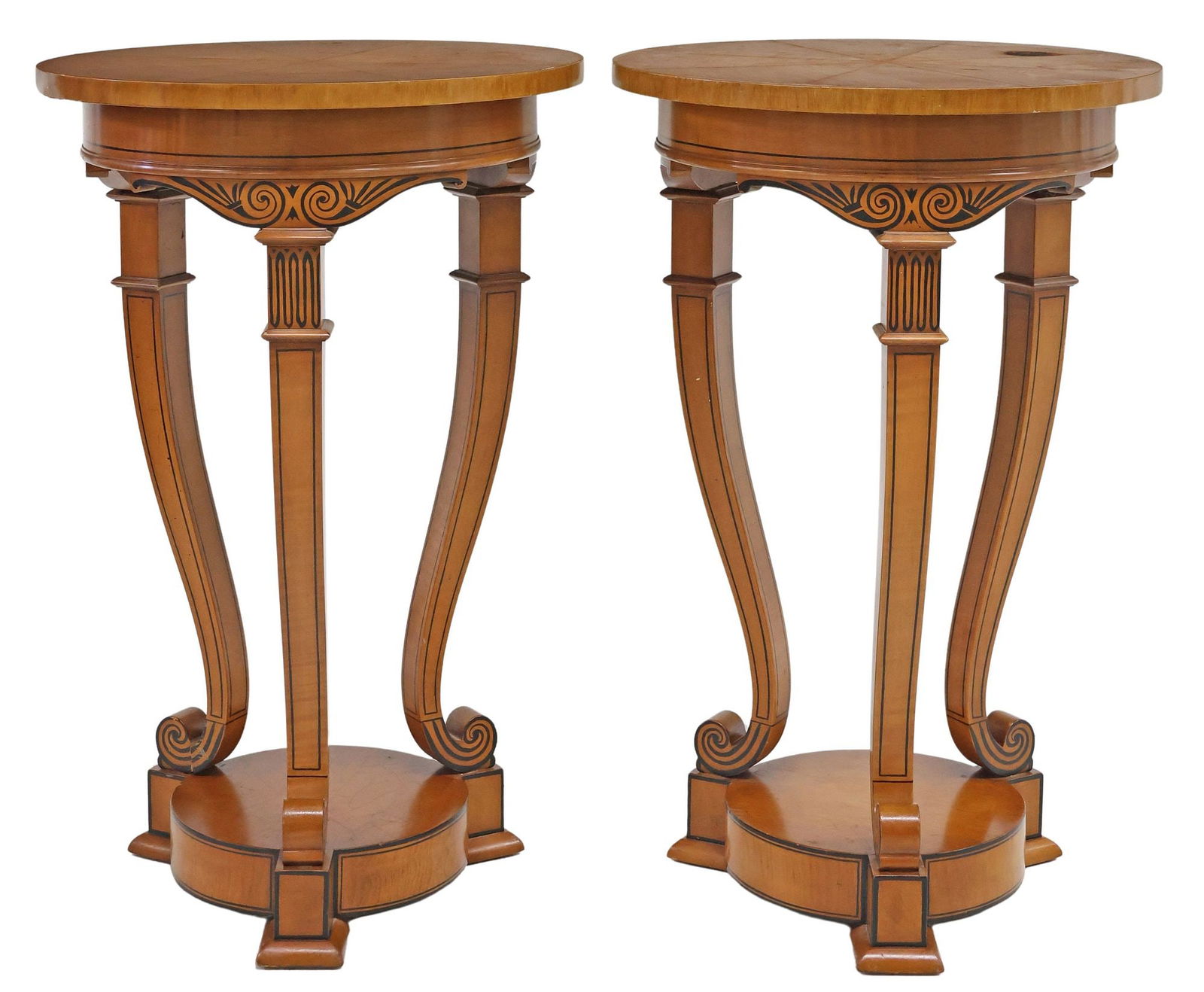 (2) CHARLES X STYLE PAINTED MAPLE SIDE TABLES (1 of 3)