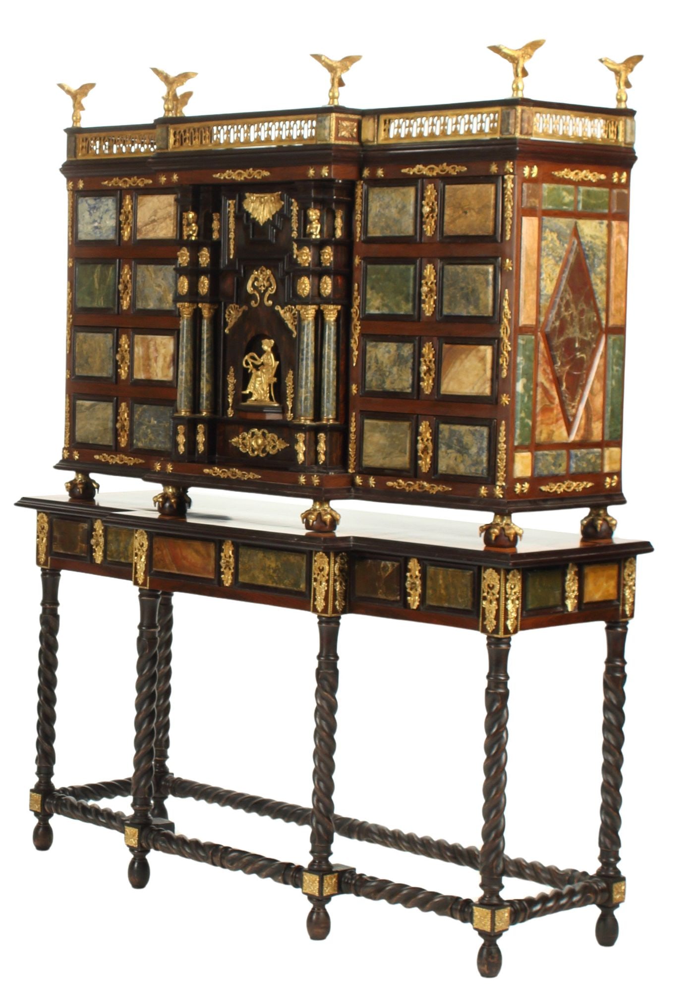 RENAISSANCE STYLE ORMOLU-MOUNTED SPECIMEN MARBLE CABINET-ON-STAND (1 of 6)