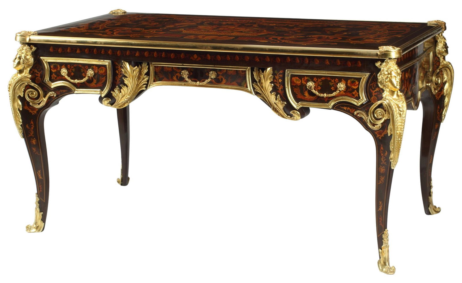 LOUIS XV STYLE ORMOLU-MOUNTED MARQUETRY BUREAU PLAT (1 of 6)