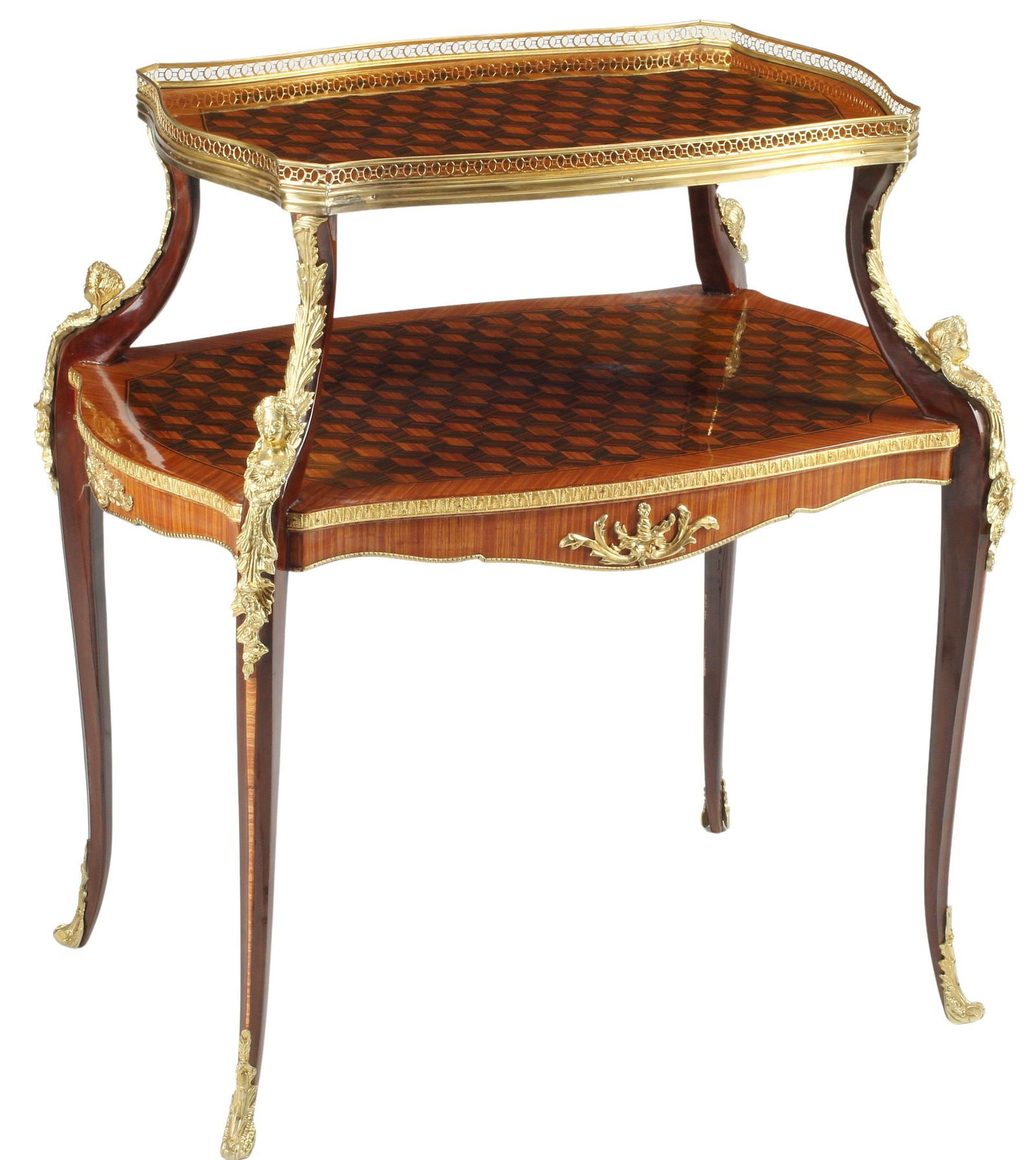 LOUIS XV STYLE ORMOLU-MOUNTED PARQUETRY TEA TABLE (1 of 5)