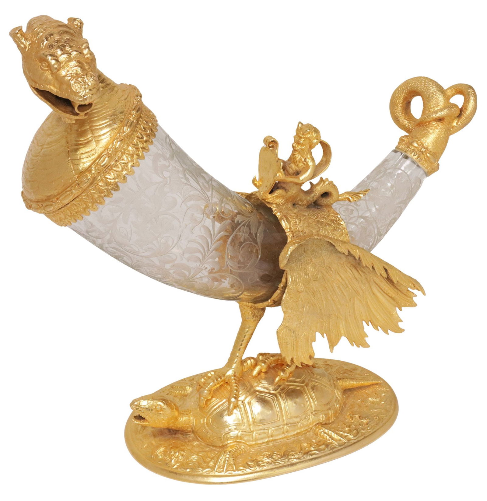 ORMOLU-MOUNTED DRINKING HORN IN THE FORM OF A DRAGON (1 of 8)