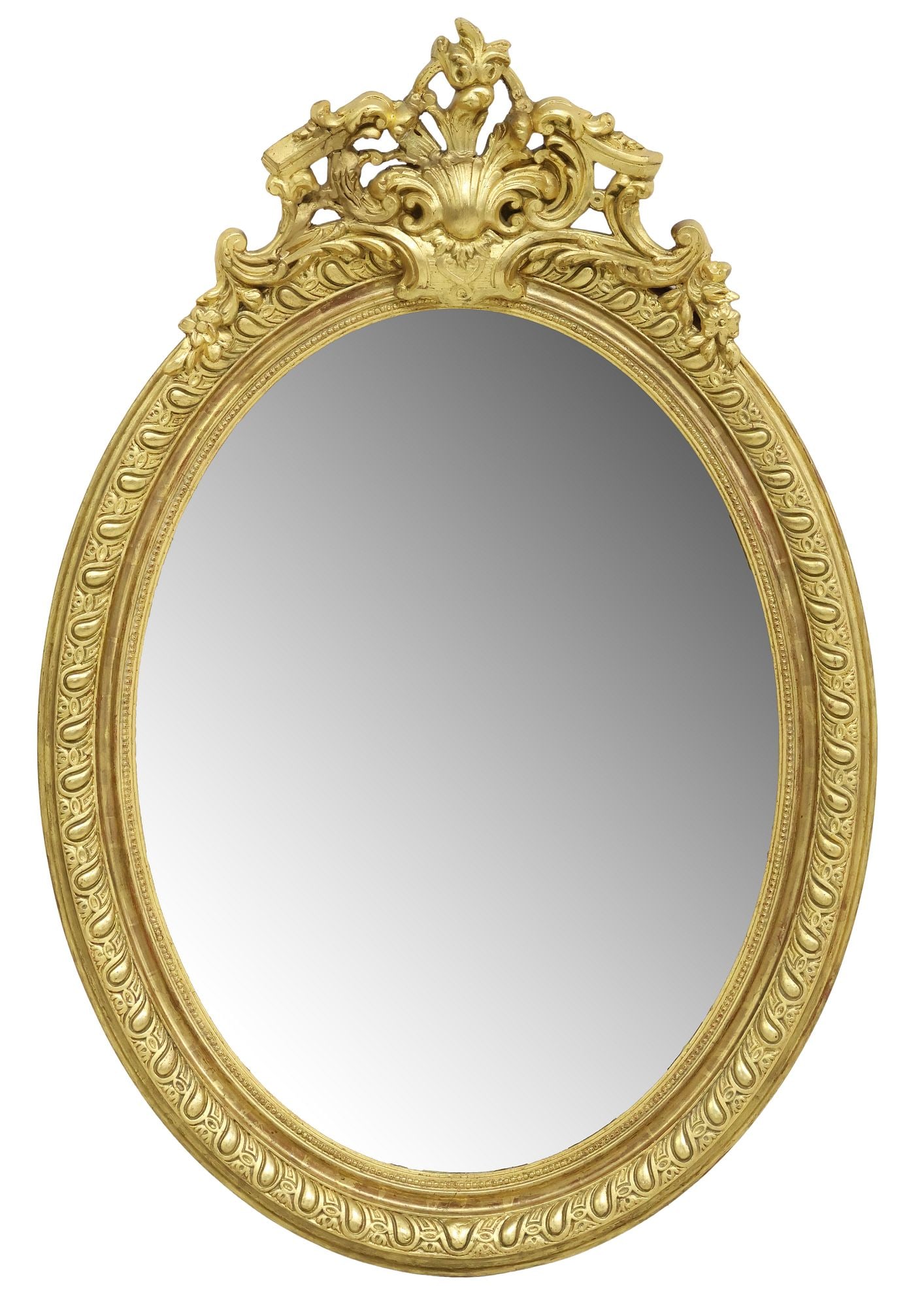 FRENCH LOUIS XV STYLE GILT PAINTED OVAL WALL MIRROR (1 of 3)