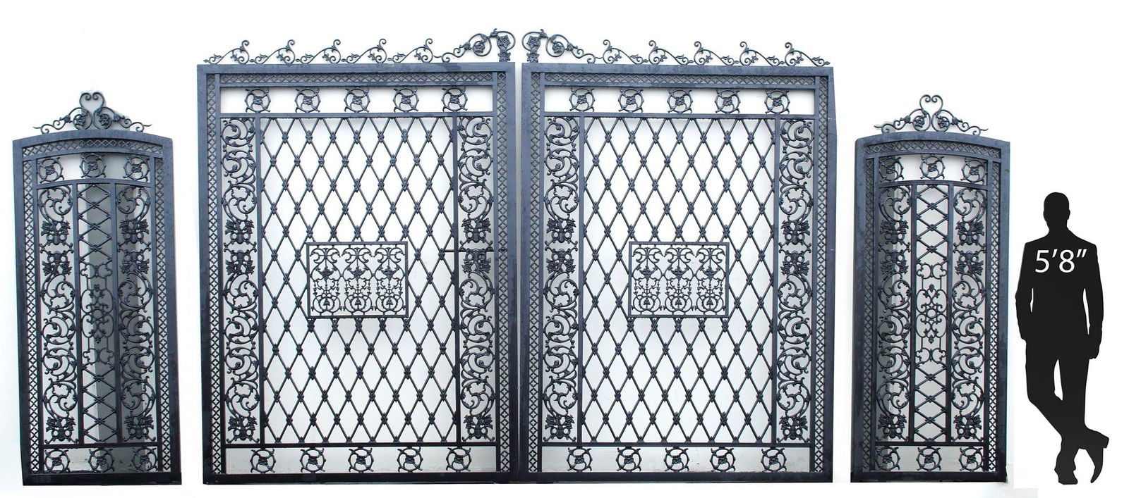 (4) MONUMENTAL CAST IRON ESTATE GATES, 113"H (1 of 6)