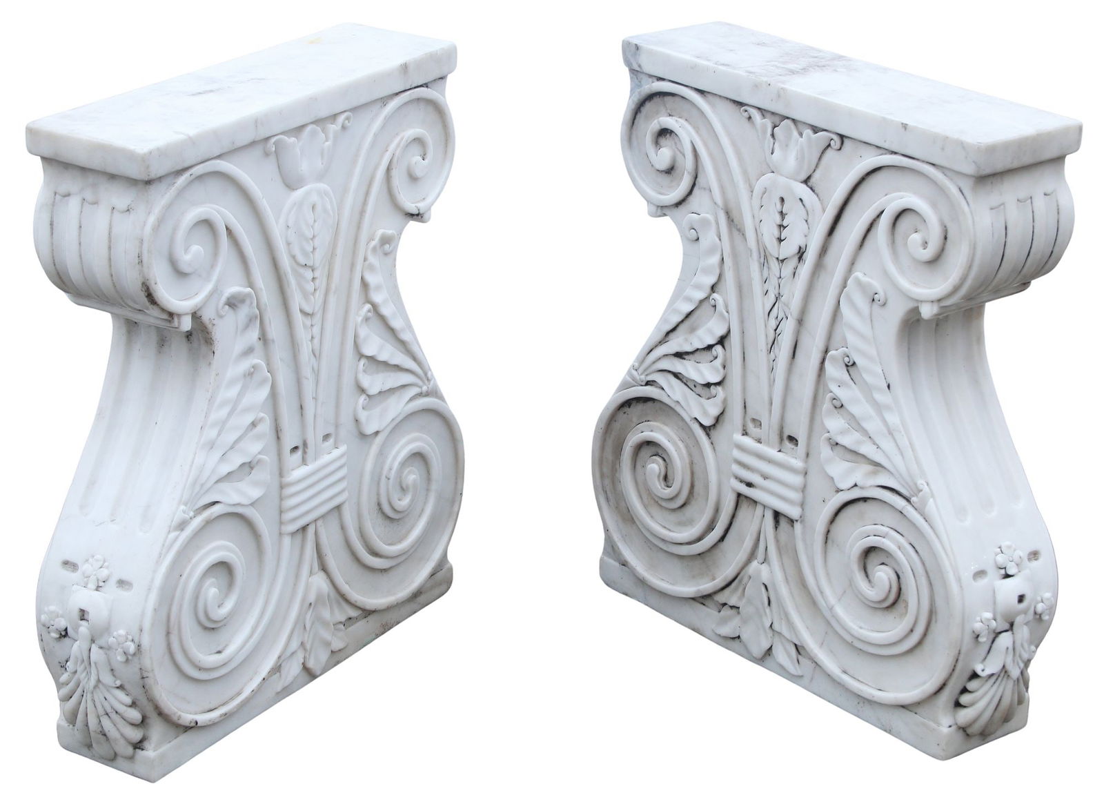 (2) NEOCLASSICAL STYLE CARVED WHITE MARBLE TABLE BASES (1 of 4)