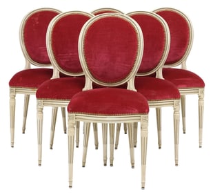 (6) FRENCH LOUIS XVI STYLE PAINTED DINING CHAIRS