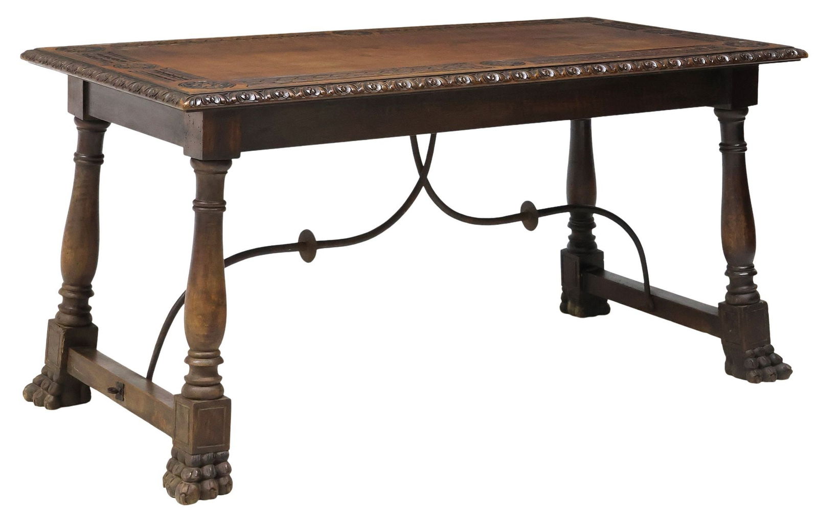 SPANISH BAROQUE STYLE CARVED WALNUT REFECTORY TABLE (1 of 5)