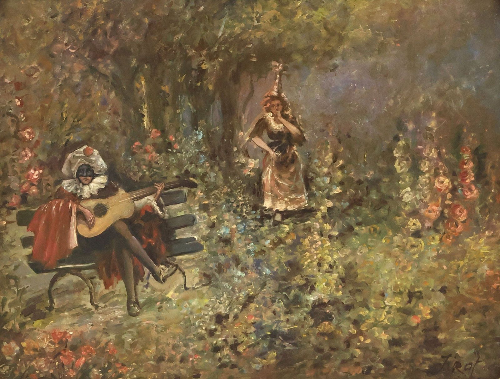 FRENCH SCHOOL PAINTING ON PANEL FETE GALANTE (1 of 4)