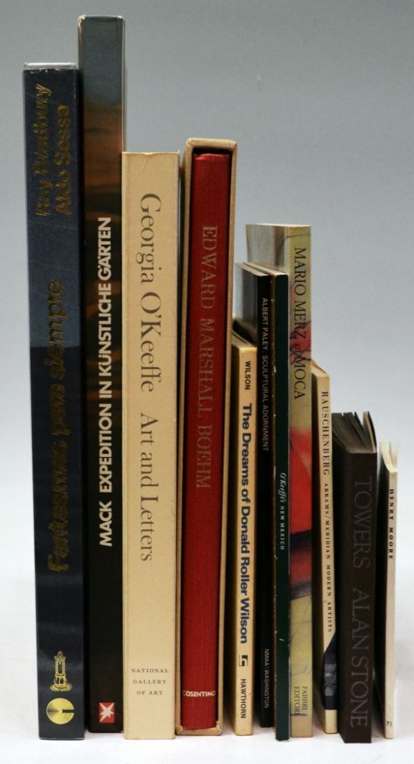 (11) ARTIST'S ART BOOKS & CATALOGS, 1960'S-1990'S: (lot of 11) Collection of artist's art books and catalogs, comprising: (1) "Towers", Alan Stone, 1982, signed, dated and numbered 73/300 by Alan Stone; (1) "Heinz Mack Expedition in Kunstliche Garten"