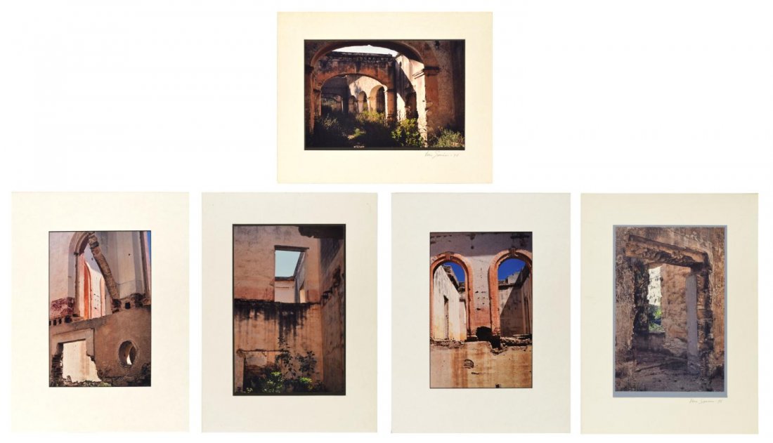 COLOR ART PHOTOGRAPHY, SCENIC VIEWS, VERA SIMONS: (lot of 5) Collection of unframed color art photography, architectural scenic views, Pasos, Mexico, all by Vera Simons (Vera Habrecht Simons, German/ American, 1920-2012), three signed and dated 1998,
