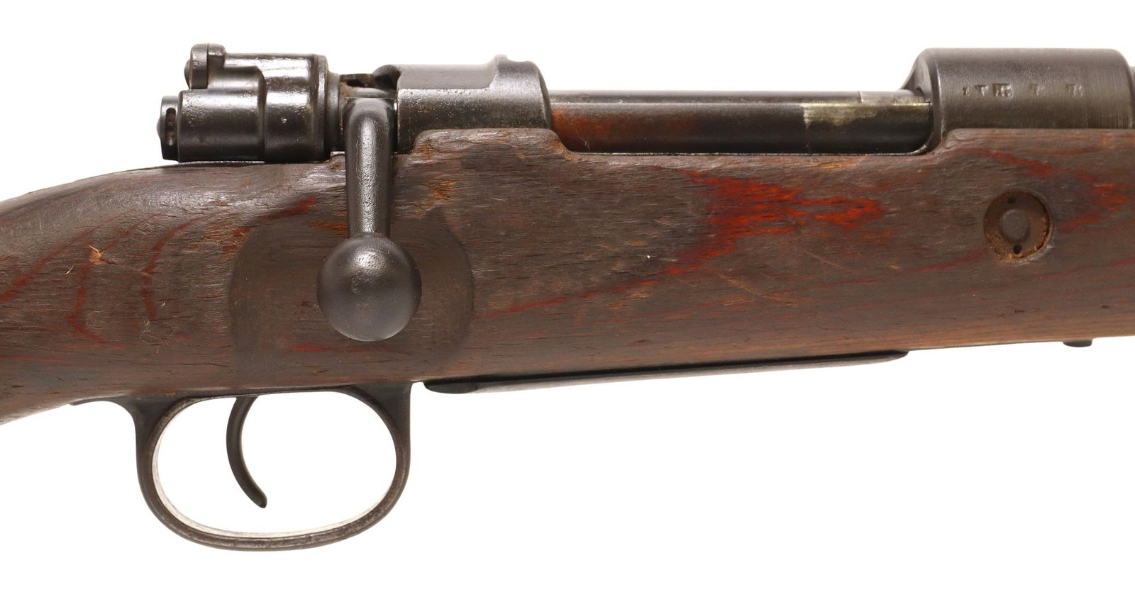GERMAN 1941 K98 CARBINE, A VIETNAM CAPTURE, PHOTOS: German Mauser K98 Carbine, bolt action, 7.92 x 57mm caliber, 23.62" barrel, blade front sight, bayonet lug, front barrel band marked "5984", adjustable rear sight to 2000 meters with Nazi eagle mark a