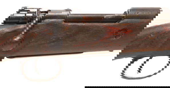 GERMAN 1941 K98 CARBINE, A VIETNAM CAPTURE, PHOTOS: German Mauser K98 Carbine, bolt action, 7.92 x 57mm caliber, 23.62" barrel, blade front sight, bayonet lug, front barrel band marked "5984", adjustable rear sight to 2000 meters with Nazi eagle mark