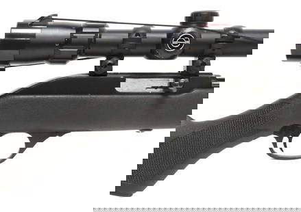 MARLIN MODEL 60 RIFLE, .22LR, SIMMONS 3X9 SCOPE, 95%+: Marlin Model 60 Rifle, Auto Load, .22LR caliber, 18" barrel, ramp/blade front sight, tubular magazine, adjustable rear sight, mounted Simmons "22 Mag" 3-9X32 scope, checkered