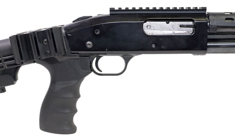 MOSSBERG 500A 12GA SHOTGUN, FLASHLIGHT, SHELL HOLDERS