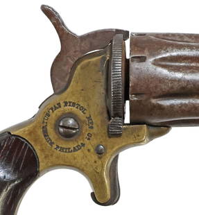 JACOB RUPERTUS PEPPERBOX PISTOL, 1860'S, SCARCE: Jacob Rupertus Pepperabox pistol, 1860's, single action, .22 caliber (S&W c. 1853 Flobert style short cartridge), having a 3" eight shot tapered barrel, loading and
