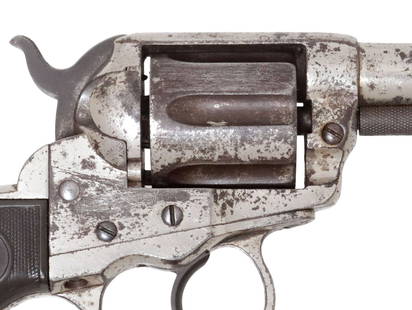 COLT 1877 LIGHTNING REVOLVER, .38 CALIBER, MFG. 1879: Colt Model 1877 Lightning Revolver, Double Action, mfg. 1879, .38 caliber, 3.5" round barrel, blade front sight, grooved top strap, six round fluted cylinder, "Colt'" and