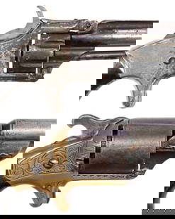 (2) MOORE'S PAT. REVOVLER & SMITH & WESSON MOD 1, THIRD ISSUE .22S: (lot of 2) Antique Revolvers: (1) Moore's Pat. Firearm Revolver, Single Action, mfg. 1864-1870, .32 caliber front cylinder loading, 3.25" round barrel, blade front sight, the barrel top
