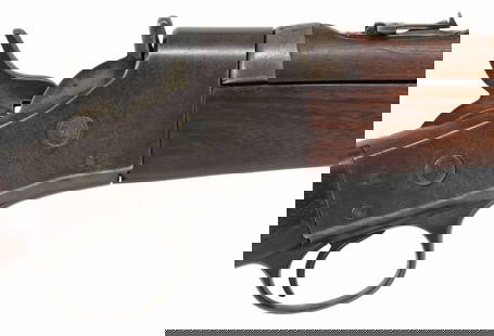 REMINGTON ROLLING BLOCK SADDLE RING CARBINE, PAT. 1867: Remington Rolling Block Saddle Ring Carbine, estimated .44 caliber, 19.5" round barrel with single barrel band, the vertical blade on the front sight is non-original, adjustable